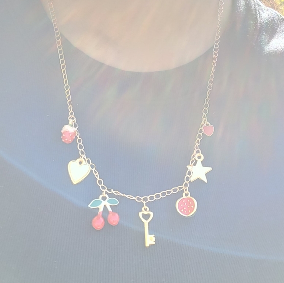 Handmade Charm necklace (red and gold theme) - Picture 2 of 4